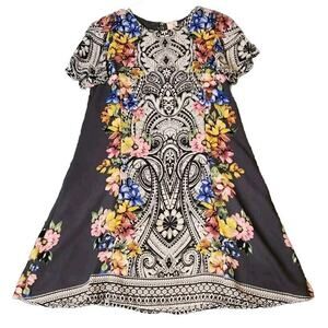 Pink Owl Colorful‎ Paisley Floral Print Cocktail Lined Shift Dress - Size S